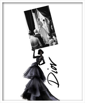 Dior and Karen Mulder, Photo Bruno Bisang, Illustration Martine Brand