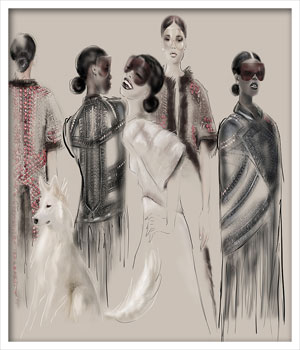 Givenchy, Illustration by Martine Brand