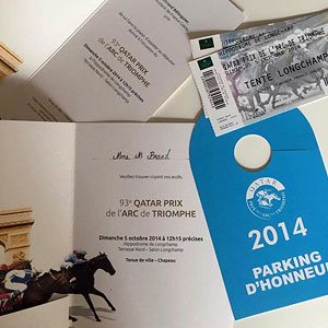 Invitation to the 93th Qatar Prix Arc de Triomphe