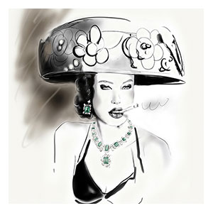 <strong>CARTIER jewelry, DIOR hat, Haute Couture book</strong><br />  <span style="color: #ff0000;">ORIGINAL SOLD</span><br />  Print size 120 x 90 cm: <span style="color: #ff0000;">1</span> 2 3 4 5 6 7 8 9 10 / AP 1 2