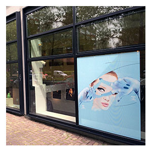 Illustration on window by Martine Brand