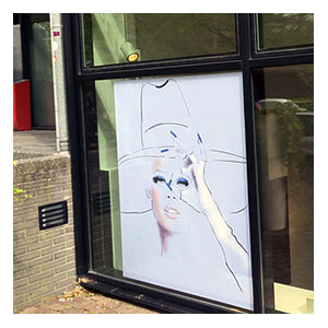 Illustration on window by Martine Brand